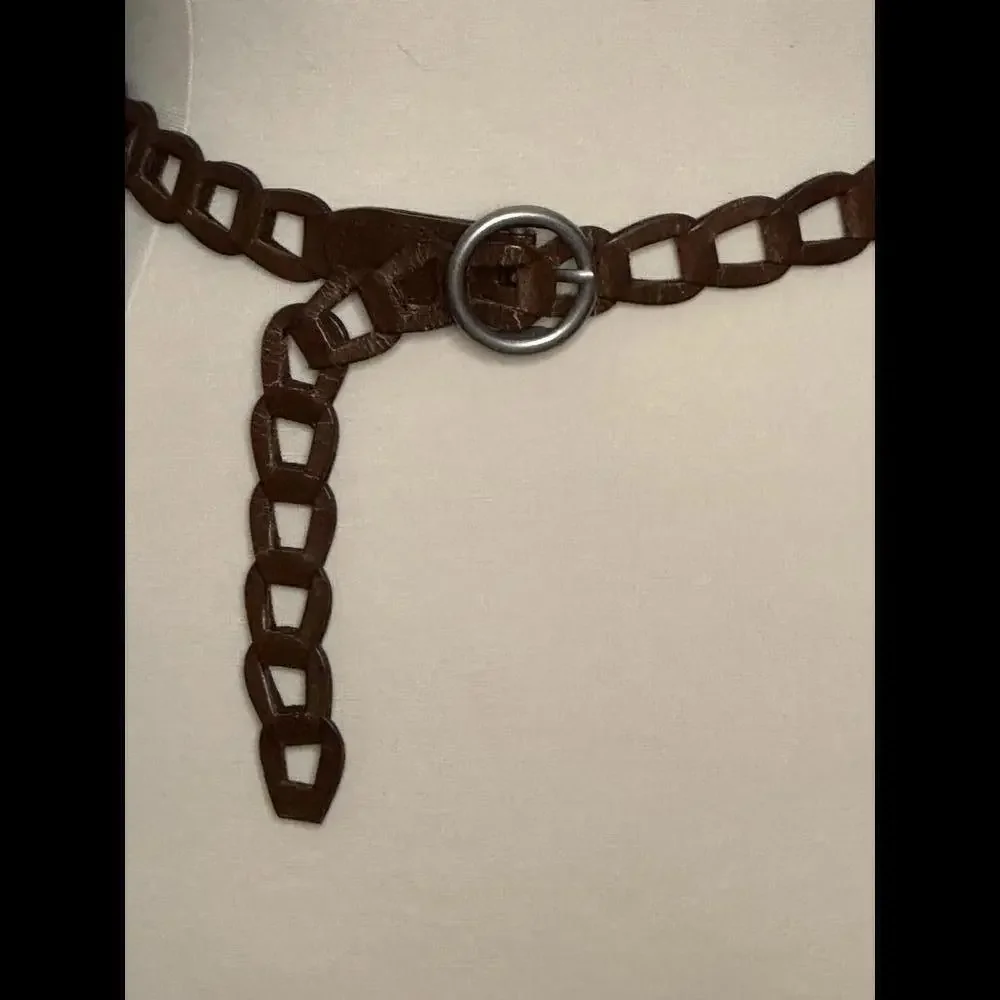 LOFT classic boho chic brown linked leather belt Size Large